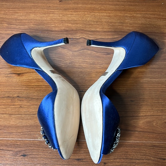 Badgley Mischka Blue Satin Heels w/Rhinestones - Picture 4 of 7